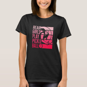 Echte Mädchen spielen PickleBall Retro Vintage Pad T-Shirt
