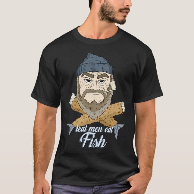echte Männer essen Fisch. frittierter Fisch. T-Shirt (Vorderseite)