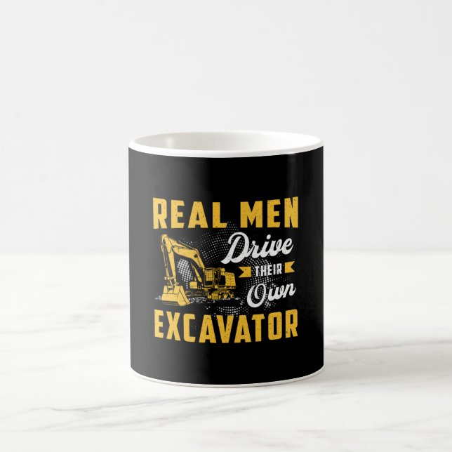 Echte Männer fahren Bagger Bauarbeiter Kaffeetasse (Mittel)
