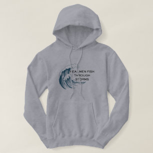 Echte Männer fischen durch Stürme beim Angeln Hoodie