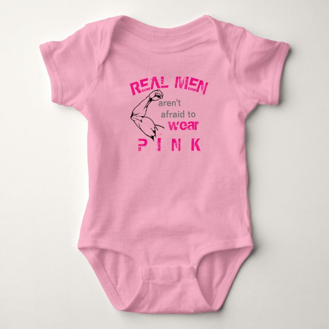 Echte Männer haben keine Angst, rosa Baby Bodysuit Baby Strampler (Vorderseite)