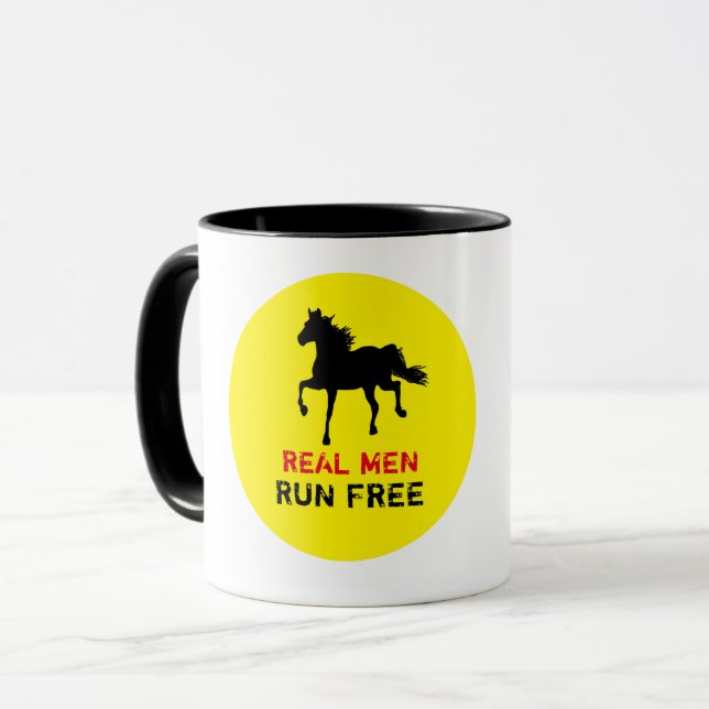 Echte Männer laufen frei und wild, schwarz (zäher  Tasse (Vorderseite Links)