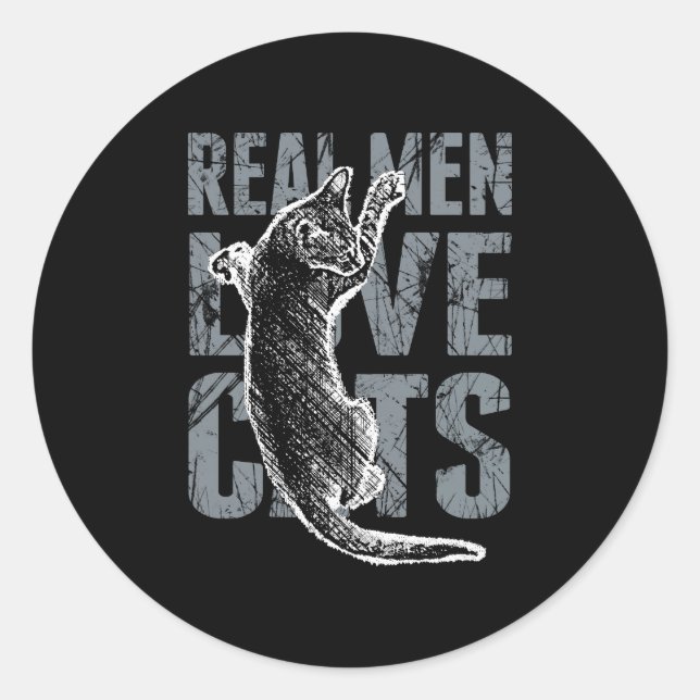 Echte Männer Liebe Katzen in Not Runder Aufkleber (Vorderseite)