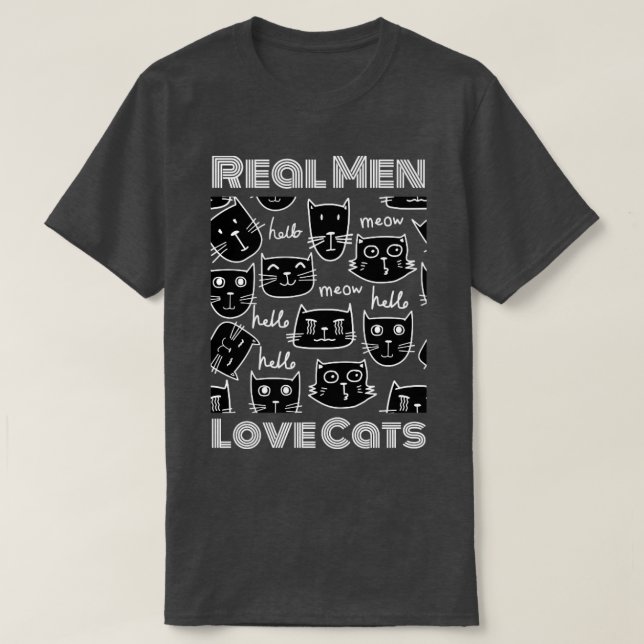 Echte Männer Liebe Katzen T-Shirt (Design vorne)