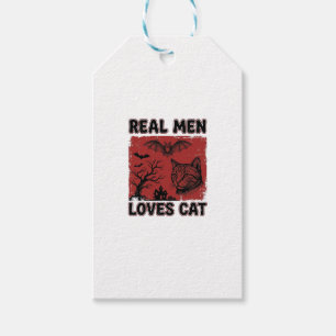 Echte Männer lieben Halloween-Katzen Vintage-Katze Geschenkanhänger