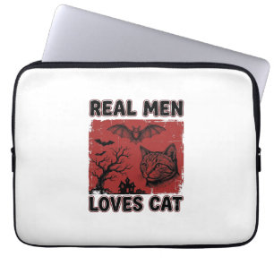 Echte Männer lieben Halloween-Katzen Vintage-Katze Laptopschutzhülle