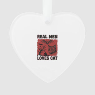 Echte Männer lieben Halloween-Katzen Vintage-Katze Ornament