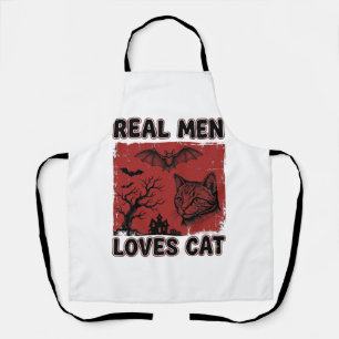 Echte Männer lieben Halloween-Katzen Vintage-Katze Schürze