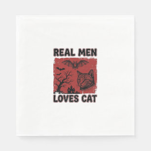 Echte Männer lieben Halloween-Katzen Vintage-Katze Serviette