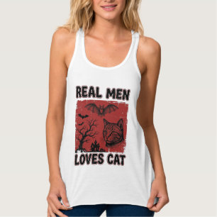 Echte Männer lieben Halloween-Katzen Vintage-Katze Tank Top