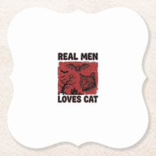 Echte Männer lieben Halloween-Katzenshirt mit Vint Untersetzer