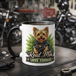 Echte Männer lieben Yorkies / Lustiger Motorradhun Tasse