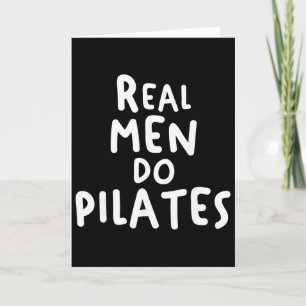 Echte Männer machen Pilates-Workout-Übung Yoga-Fit Karte