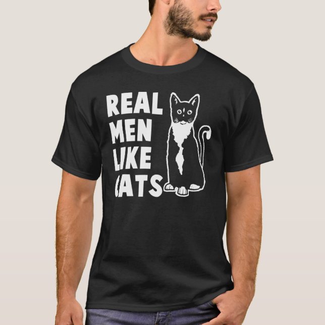 Echte Männer mögen Katzen T-Shirt (Vorderseite)