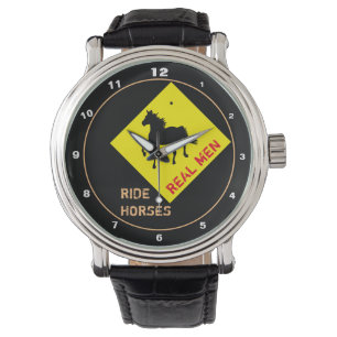 Echte Männer reiten Pferde & Black Horse Party / R Armbanduhr