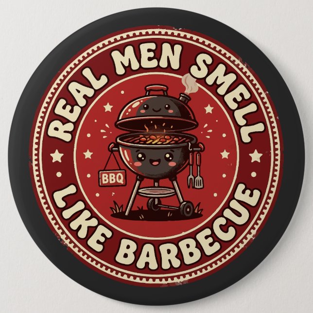 Echte Männer riechen nach Barbecue | Retro Grillen Button (Vorderseite)