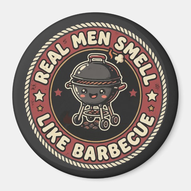Echte Männer riechen nach BBQ & Rauch | Grillmeist Magnet (Vorne)