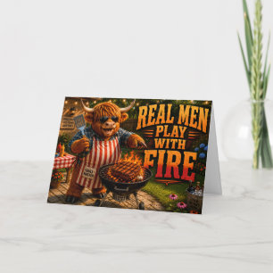 Echte Männer spielen mit Feuer Karte
