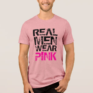Echte Männer tragen rosa Grungy-Text Tri-Blend Shirt