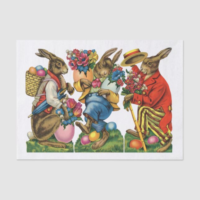 Echte (nicht KI) Vintage Osterbrunnen oder Kaninch Seidenpapier (Vorderseite)