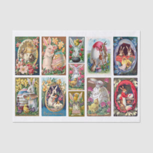 Echte (nicht KI) Vintage Osterbünen, Kaninchen Seidenpapier