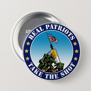 Echte Patrioten lassen sich impfen - Iwo Jima Pro Button