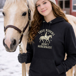 Echte Reiter überwintern nicht Pferd Langarm Hoodi Hoodie