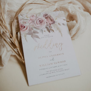 Echte Rose Gold & Blush Rose Hochzeit Folieneinladung