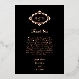 Echte Rose Gold Foil Black Wedding Danke Karte