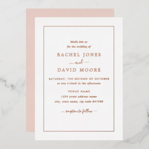 Echte ROSE GOLD FOIL Blush Pink Wedding Folieneinladung