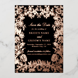 Echte Rose Gold Foil Wedding Save the Date Card Folieneinladung