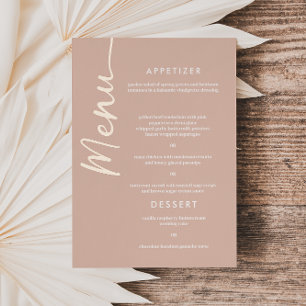 Echte Rose Goldfolie Moderne Schrift Hochzeitsmenü Folieneinladung