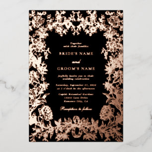 Echte Rosen-Goldfolie Floral Botanische Schwarze H Folieneinladung