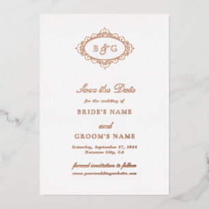 Echte Rosen-Goldfolie Weiße Hochzeit Termin vormer Folieneinladung