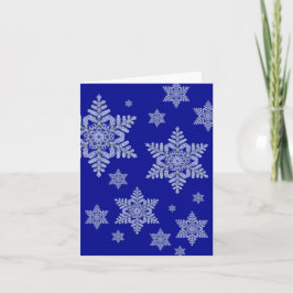 Echte Schneeflocke auf Deep Blue Feiertagskarte