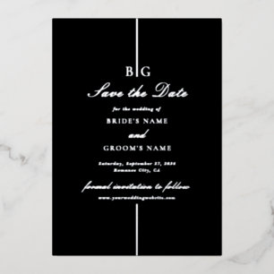 Echte Silber Foil Black Wedding Save the Date Folieneinladung