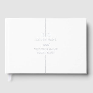 Echte Silber Foil Minimal Elegante Monogram Weddin Gästebuch