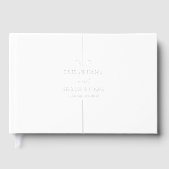 Echte Silber Foil Minimal Elegante Monogram Weddin Gästebuch (Vorderseite)