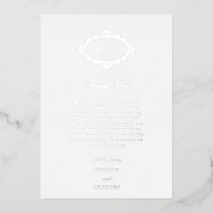 Echte Silber Foil White Wedding Danke Karte