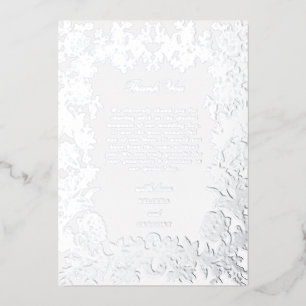 Echte Silberfolie Elegante Florale Hochzeits-Danke Folieneinladung