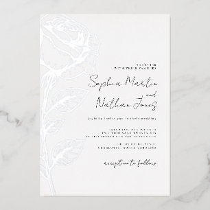 Echte Silberstreifen-Rose Folieneinladung