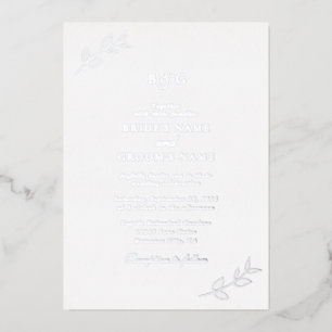 Echte Silver Foil Blätter Elegante Monogram Weddin Folieneinladung
