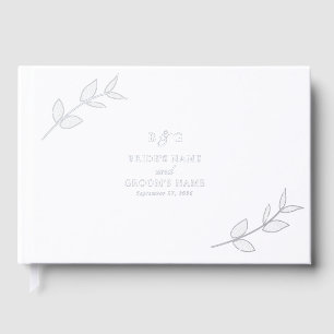 Echte Silver Foil Blätter Elegante Monogram Weddin Gästebuch