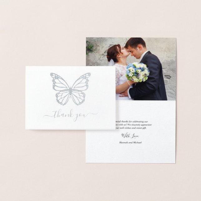 Echte Silver Foil Butterfly Foto Hochzeit Vielen D Folienkarte (Anzeige)