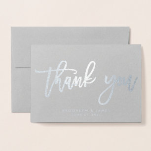Echte Silver Foil Wedding Danke Card Gray Folienkarte