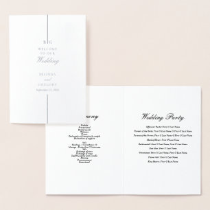 Echte Silver Foil Wedding Order of Service Program Folienkarte