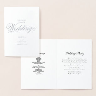 Echte Silver Foil Wedding Order of Service Program Folienkarte