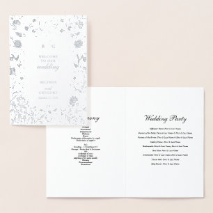Echte Silver Foil Wedding Order of Service Program Folienkarte