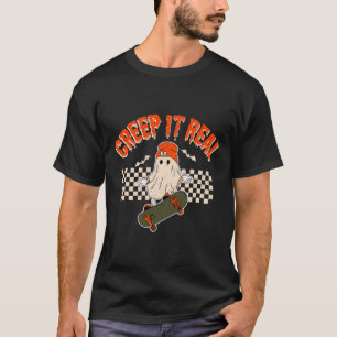 Echte Skateboarding Ghost Bats Retro Halloween 2 T-Shirt