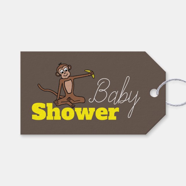 Echter Affe, Babydusche Geschenkanhänger (Vorderseite (Horizontal))